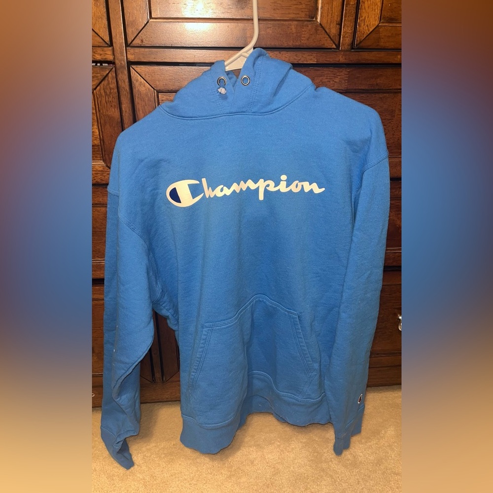 Champion Light Blue Logo Pullover Hoodie